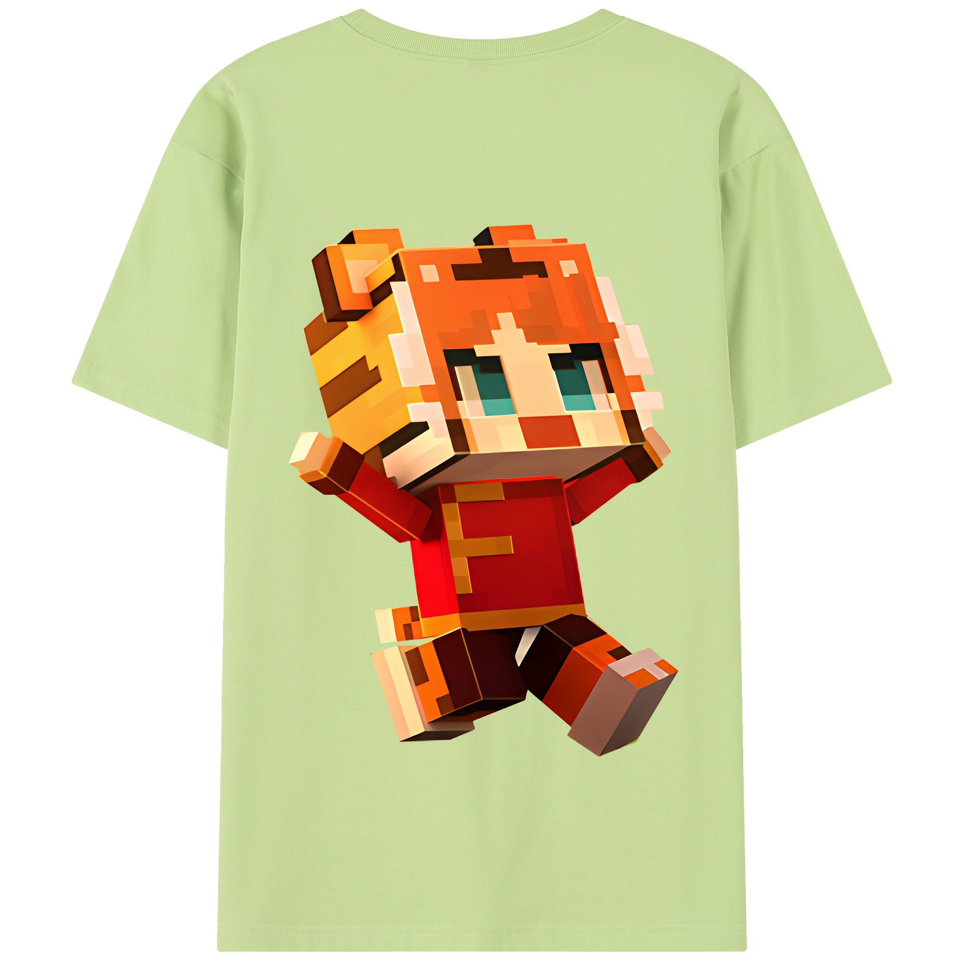 （画像用） マインクラフト ブロックの世界 Minecraft MC Block world 綿100％半袖Tシャツ（背面プリント）